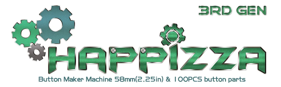 Happizza Button Maker Machine (3rd Gen) Installation-Free, 58mm (2.25in) DIY Pin Badge Button Maker Press Machine Badge Punch Press with Free 100pcs Button Parts&Pictures&Circle Cutter&Magic Book - button maker machine 58mm