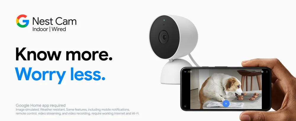 Google indoor Nest Security Cam 1080p (Wired) - 2nd Generation - Snow - Nest Camera with Google Home App