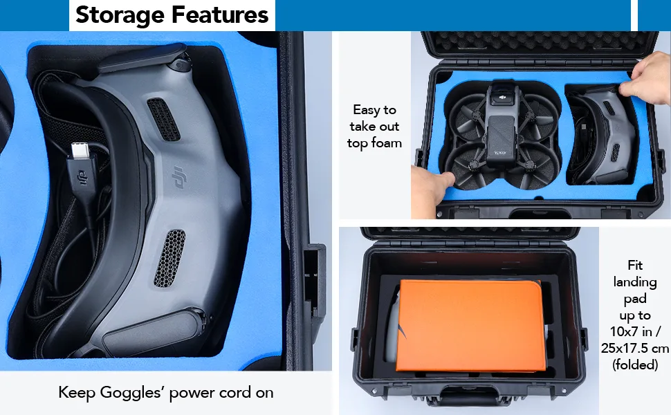 Lykus AT100 Waterproof Hard Case for DJI Avata, Goggles 2, and Motion Controller, Dual-Layer Foam Insert, Compact and Light CASE ONLY - storage 1