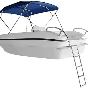 Hoffen Telescopic 4 Step Ladder Stainless Steel Telescoping Extendable Boat Ladder 900 Pound Capacity for Marine Yacht / Swimming Pool - boat ladder