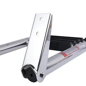 Hoffen Telescopic 4 Step Ladder Stainless Steel Telescoping Extendable Boat Ladder 900 Pound Capacity for Marine Yacht / Swimming Pool - foot