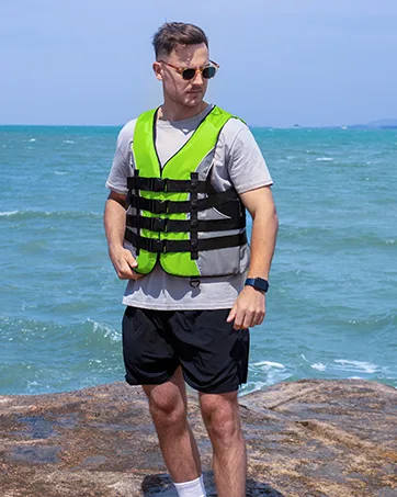 Leader Accessories Adult Universal USCG Approved Vest Black X-Large - green