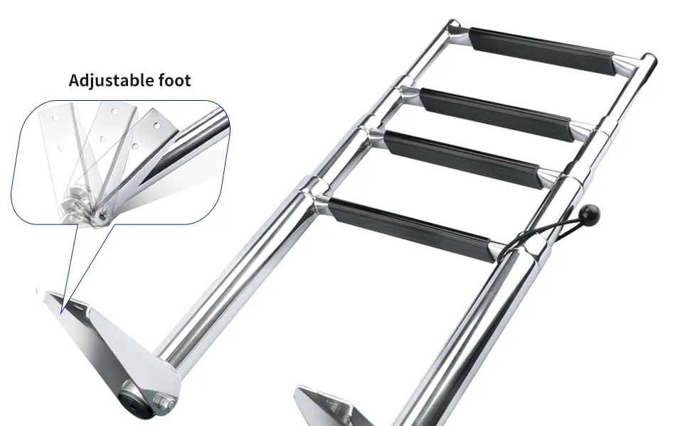 Marinebaby Heavy Duty Boat Telescopic 4 Step Ladder ,Stainless Steel Swim Platform Telescoping Ladder ,Extendable Step for Boat Yacht - Telescoping Ladder