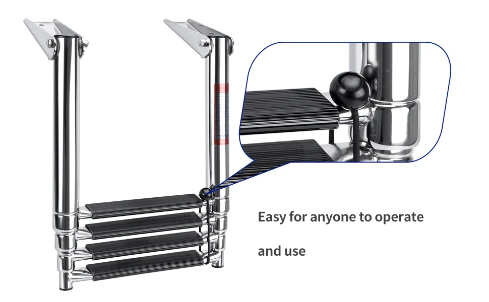 Marinebaby Heavy Duty Boat Telescopic 4 Step Ladder ,Stainless Steel Swim Platform Telescoping Ladder ,Extendable Step for Boat Yacht - Telescoping Ladder Extendable Step for Boat