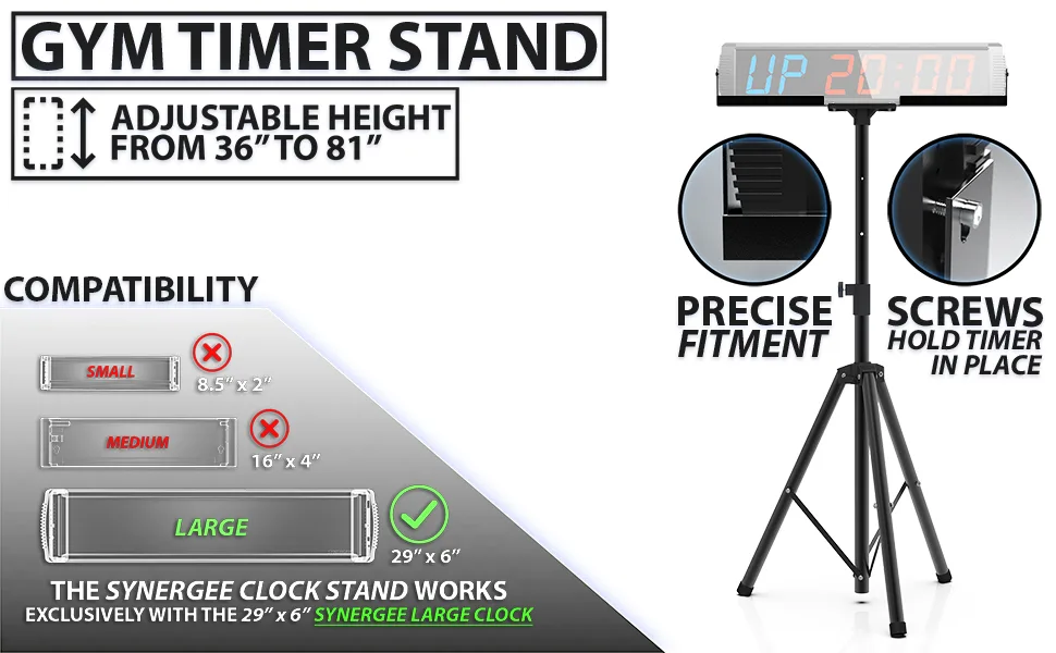 Synergee 16" Premium LED Programmable Interval Wall Timer Gym Timer with Wireless Remote. Tabata, EMOTM, Stopwatch, Count Up/Down, MMA, Clock. B) Medium 16" - banner