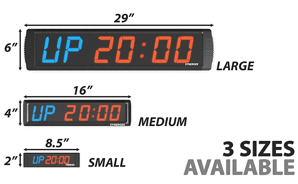 Synergee 16" Premium LED Programmable Interval Wall Timer Gym Timer with Wireless Remote. Tabata, EMOTM, Stopwatch, Count Up/Down, MMA, Clock. B) Medium 16" - Synergee Interval Timer