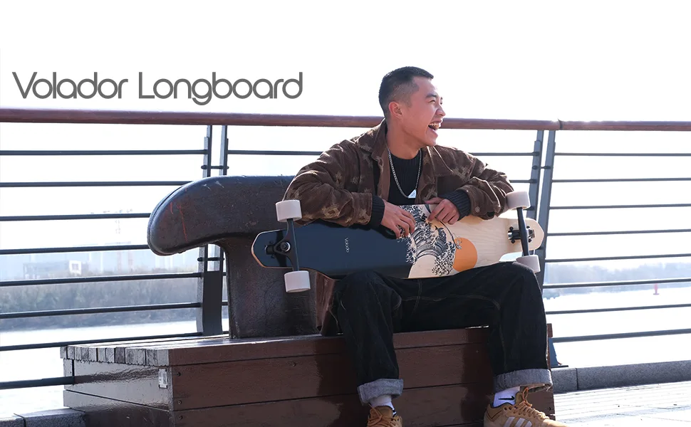 VOLADOR Freeride Longboard Cruiser | Maple Wood Deck| Drop Through Longboard Complete Rocky - Volador longboard