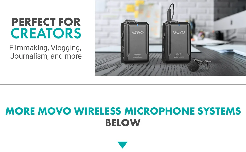 Movo WMX-1 2.4GHz Wireless Lavalier Microphone System Compatible with DSLR Cameras, Camcorders, iPhone, Android Smartphones, and Tablets (200' ft Audio Range) - movo