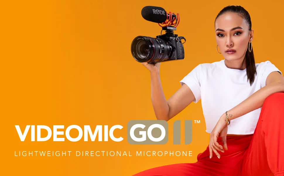 Rode VideoMic GO II Camera-Mount Lightweight Directional Microphone - Girl with VideoMic GO II on camera