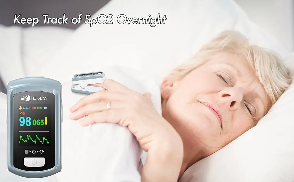 EMAY Sleep Oxygen Monitor with PC Software & App | Bluetooth Pulse Oximeter Rechargeable for Overnight & Continuous SpO2 Tracking with 72 Hours Built-in Memory | Gives Informative Report & Analysis - product information 7