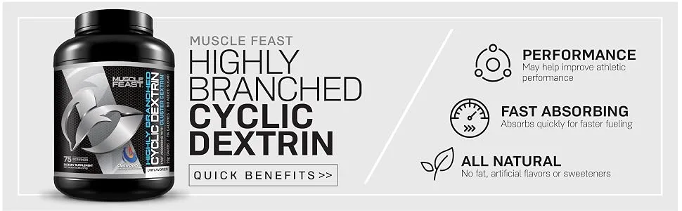 Muscle Feast Highly Branched Cyclic Dextrin Premium Pre-Workout or Post-Workout Supplement, Unflavored, 5lbs - CYCLIC DEXTRIN