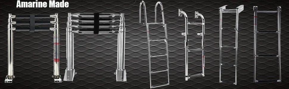Amarine Made 4 Step Stainless Steel Telescoping Boat Ladder Swim Step - boat ladder