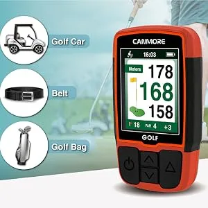 CANMORE Handheld Golf GPS HG200 - Water Resistant Full-Color Display with 38,000+ Essential Golf Course Data and Score Sheet - Free Courses Worldwide and Growing (Orange) - HG200G