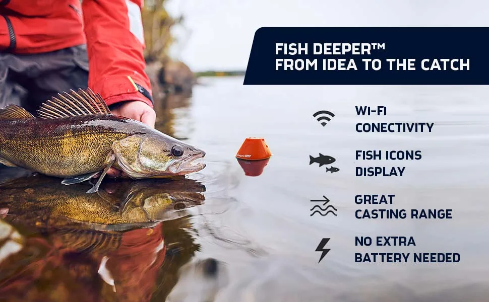 Deeper START Smart Fish Finder  Castable Wi-Fi fish finder for recreational fishing from dock, shore or bank Deeper START Fishfinder - fishfinder nightfishing depthfinder gift men locator boat kayak transducer fishing accessories