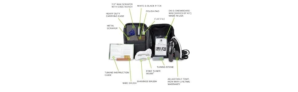 Demon Complete Basic Tune Kit with Wax- Everything Needed to do a Basic Tune and Wax for Your Skis and Snowboard - Demon Complete Ski and Snowboard Tune Kit