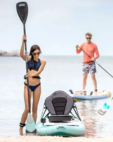 iROCKER Paddle Board Kayak Seat with Detachable Storage Bag - Cushioned backrest to Provide Support During Paddling - convert your stand up paddle board to a kayak