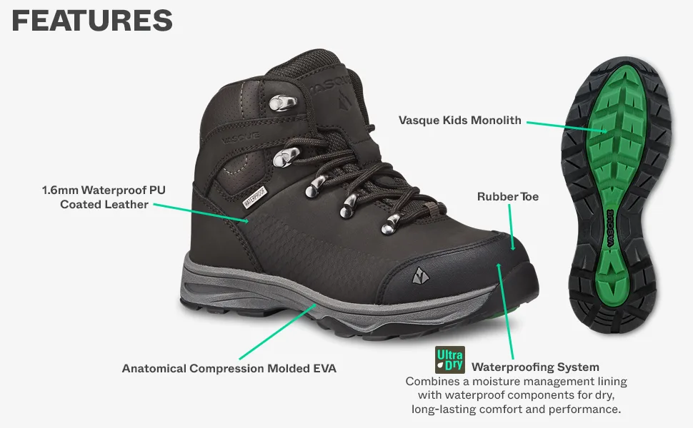 Vasque St. Elias UD Hiking Boot, Bungee Cord, 3 US Unisex Big Kid - product information 4