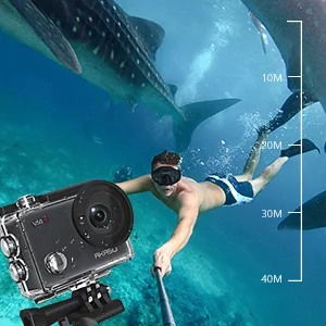 AKASO V50X Native 4K30fps WiFi Action Camera with EIS Touch Screen 4X Zoom Web Camera 131 feet Waterproof Camera Support External Mic Remote Control Sports Camera with Helmet Accessories - waterproof camera