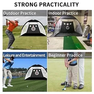 Horyliin Golf Practice Net, 10x7ft Green Golf Hitting Training Aids Nets with Target and Carry Bag for Backyard Driving Chipping Black - Horyliin Golf Practice Net, 10x7ft Golf Hitting Training Aids
