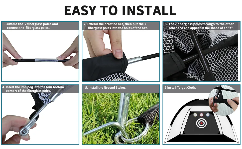 Horyliin Golf Practice Net, 10x7ft Green Golf Hitting Training Aids Nets with Target and Carry Bag for Backyard Driving Chipping Black - Horyliin Golf Practice Net, 10x7ft Golf Hitting Training Aids