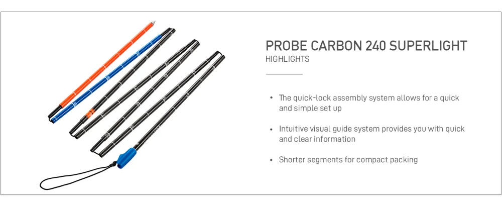 Ortovox Carbon 240 Superlight Lightweight Extendable Avalanche Probe for Search & Rescue - ortovox