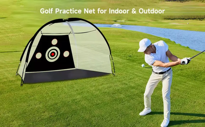 Retouhqp Golf Net Golf Hitting Net Golf Practice Net for Backyard Driving with Target, Foldable Golf Training Aids with Hitting Mat, 5 Golf Balls, 1 Golf Tees, 1 Carry Bag for Indoor Outdoor - golf net