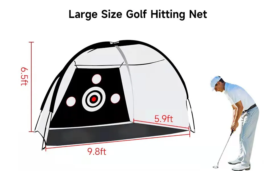 Retouhqp Golf Net Golf Hitting Net Golf Practice Net for Backyard Driving with Target, Foldable Golf Training Aids with Hitting Mat, 5 Golf Balls, 1 Golf Tees, 1 Carry Bag for Indoor Outdoor - training net