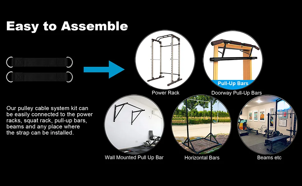 Weight Cable Pulley System Gym, SERTT Upgraded Cable Pulley Attachments for Gym LAT Pull Down, Biceps Curl, Tricep, Arm Workouts - Weight Pulley System Home Gym Add On Equipment - Pulley System Gym Attachments