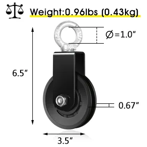 Fitness LAT and Lift Pulley System Gym - Upgraded LAT Pull Down Cable Machine Attachments, Loading Pin, Handle and Tricep Rope, for Biceps Curl, Forearm, Triceps Exercise Gym Equipment Black - Pulley