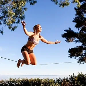YogaSlackers Slackline for Yoga and Balance training eLine 50 foot with included anchor strap - Double Knees