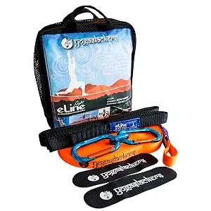 YogaSlackers Slackline for Yoga and Balance training eLine 50 foot with included anchor strap - eLine Light Kit
