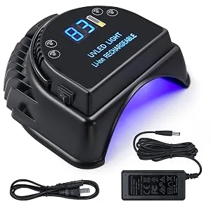 MINI LOP 64W Rechargeable Pro LED Gel Nail UV Light Wireless UV LED Nail Lamp Cordless Led Light for Nails(Black) - wireless nail lamp
