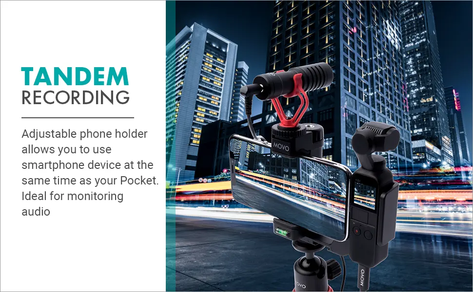 Movo Vlogging Kit Compatible with DJI OSMO Pocket 1, 2 - Video Rig with VXR10 External Microphone, Smartphone Tripod Mount, and Type-C Audio Adapter - Great Bundle for Video and Audio Recording - View Details