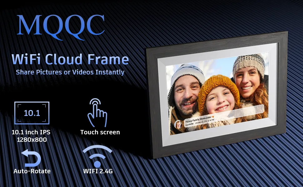 Frameo 32GB Memory 10.1 inch Smart Digital Picture Frame WiFi IPS HD 1080P Electronic Digital Photo Frame Touch Screen with Auto-Rotate Easy Setup to use iOS and Android app from MQQC - 10.1 inch IPS frameo digital piture frame