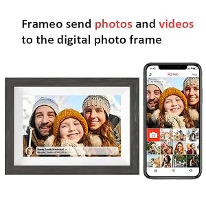 Frameo 32GB Memory 10.1 inch Smart Digital Picture Frame WiFi IPS HD 1080P Electronic Digital Photo Frame Touch Screen with Auto-Rotate Easy Setup to use iOS and Android app from MQQC - frameo send photos and videos