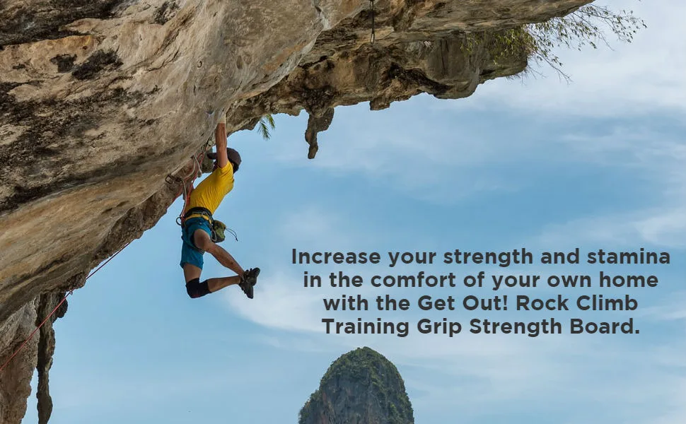 Get Out! Training Board Rock Climbing Hang Board with Hand Grip, Fingerboard Pull Up Bar Hanging Hangboard Black-White - Get Out! Rock Climb Training Grip Strength Board.