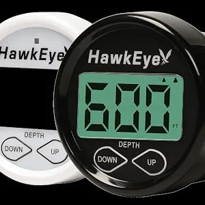 Hawkeye DT1H Handheld Depth Finder with Temperature Depth Sounder (with Transom Mount & Temp. Reading) - DT2B White/Black FP & Bezel