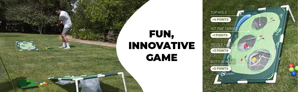 Sidelinx Golf Cornhole Set - Golf Yard Game - Chipping Practice Set for Both Indoors and Outdoors - Perfect Golf Gift for Men - Golf cornhole 2
