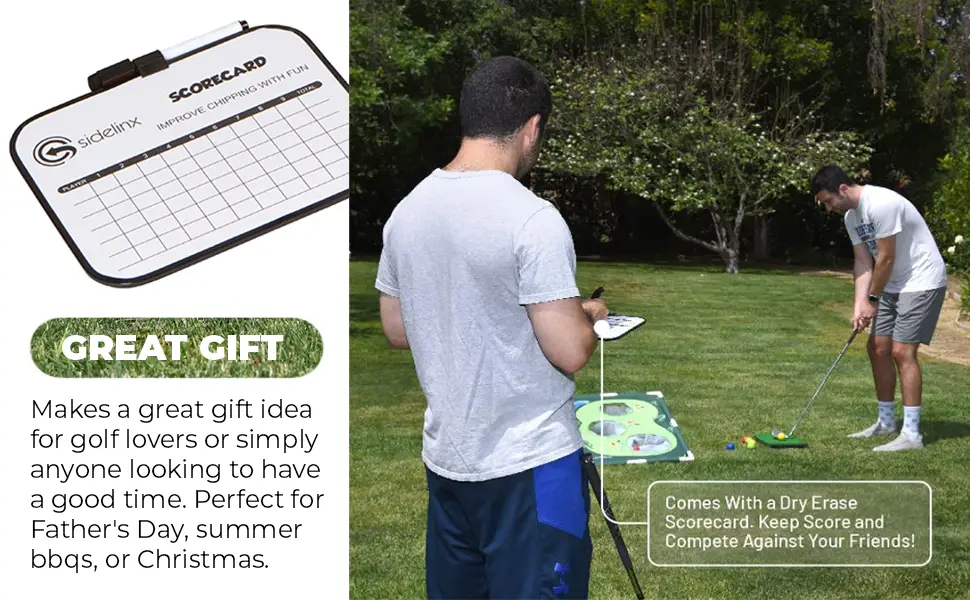Sidelinx Golf Cornhole Set - Golf Yard Game - Chipping Practice Set for Both Indoors and Outdoors - Perfect Golf Gift for Men - Golf cornhole 5