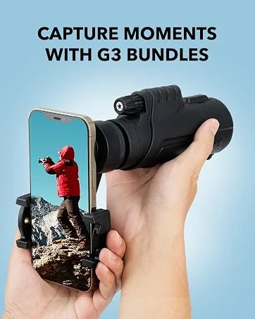 STARSCOPE Monocular Telescope G3 Smartphone PRO Bundle - 10x42 Monocular Telescope for Smartphone Kit | BAK4 Prism HD Mini Monocular Telescope with Tripod, Phone Scope Mount, and Accessories Pro smartphone Bundle - starscope