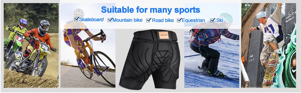 BenKen Butt Pads Snowboarding Impact Shorts Hip Protector for Men Women Protective Tailbone Padded Short Pants Skating Ski Black Xl - Impact Resistance pants