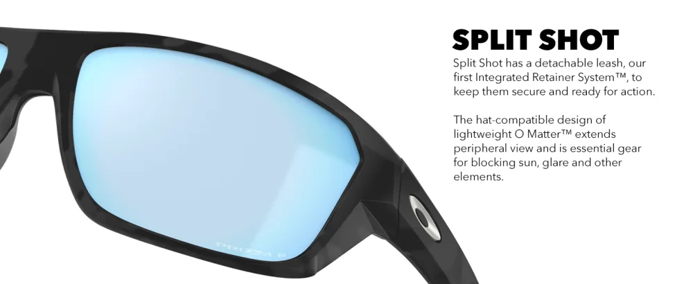 Oakley Men's OO9416 Split Shot Rectangular Sunglasses Matte Black Camo/Prizm Deep H2o Polarized 64 Millimeters - Oakley Split Shot