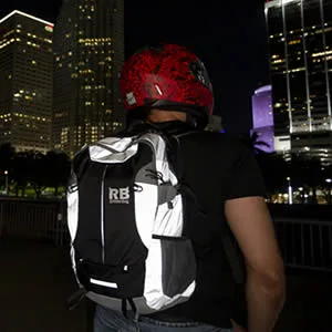 Riderbag Reflective Backpack that keeps you safe day and night, Motorcycle Riding backpack, Bike Commuter backpack with Waterproof rain cover. Backpack for men Black - black reflective motorcycle backpack, commuter backpack, everyday backpack, day backpack backpack