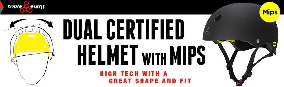Triple Eight Dual Certified MIPS Bike and Skateboard Helmet Large / X-Large Black Matte - Dual Cert MIPS