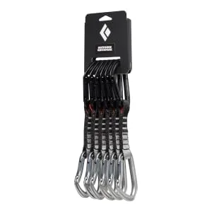 Black Diamond Hotforge Hybrid Draw Carabiner Quickpack 12cm (6 Pack), Hotforge Straightgate (top) and Hotforge Bentgate (Bottom) Light Gray - Black Diamond HotForge Quickpack 12 cm