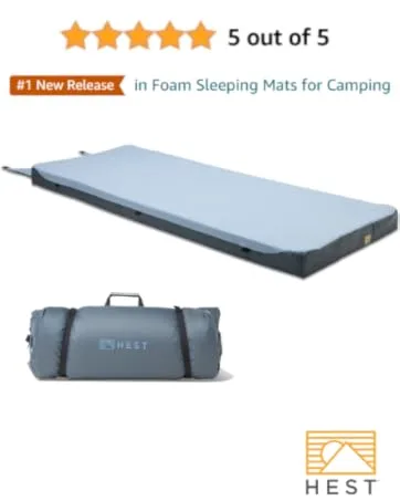 HEST Camping Pillow - Temperature Resilient, Memory Foam, Packable Travel Pillow Camp Pillow - 15" L x 22" W - camping foaming sleeping mat