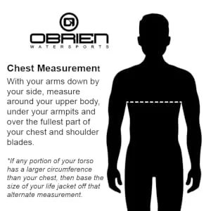 O'Brien Men's Flex V-Back Life Jacket Medium Orange - chest, measurement, sizing, O