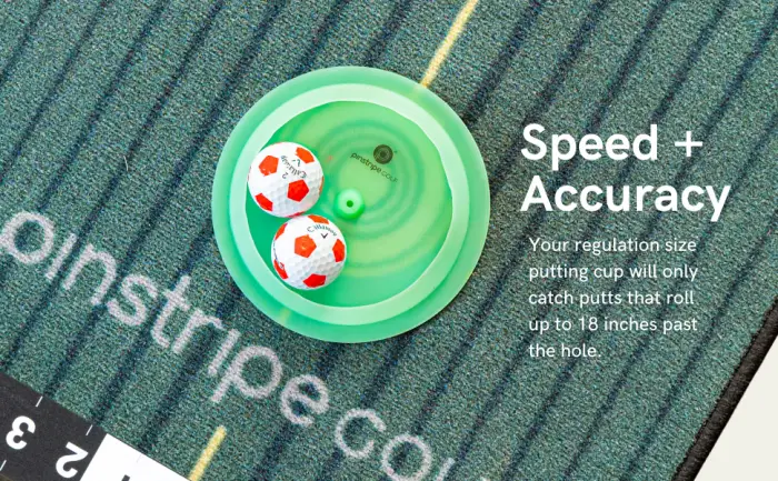 PINSTRIPE GOLF Putting Mat Indoor Studio - 4 Putting Aids - 3 Colors - 8ft Length green - golf putting green
