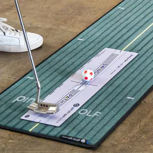 PINSTRIPE GOLF Putting Mat Indoor Studio - 4 Putting Aids - 3 Colors - 8ft Length green - golf putting greens