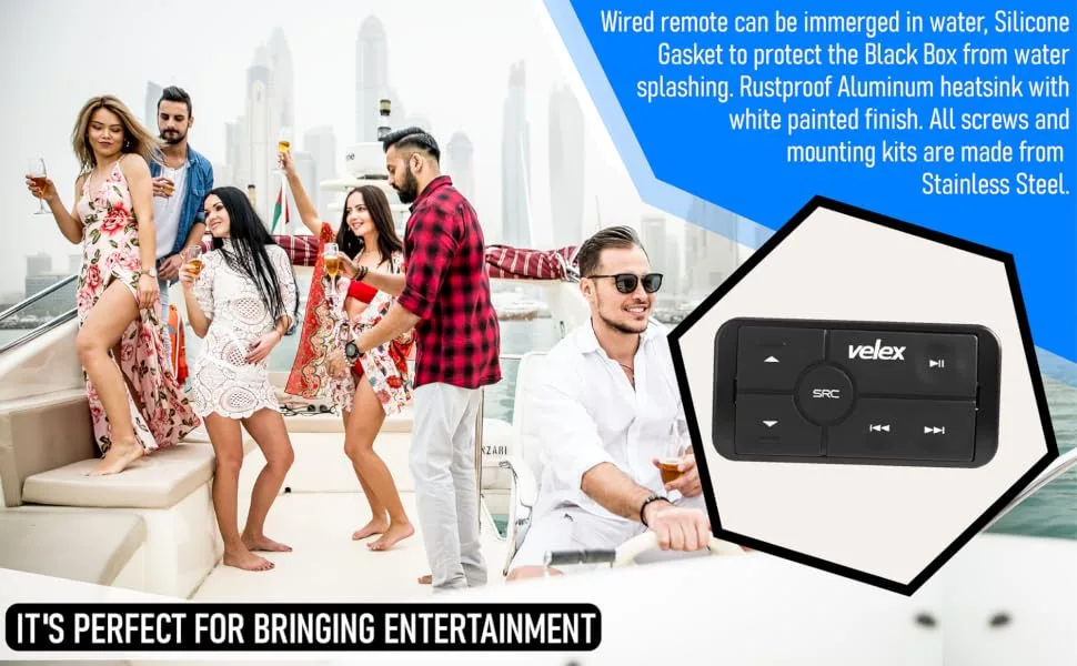 velex Powersport Class D Amp Amplifier 150W x 2 Marine on Boats UTV ATV Golf Carts and Boats Bridgeable - Party Amp